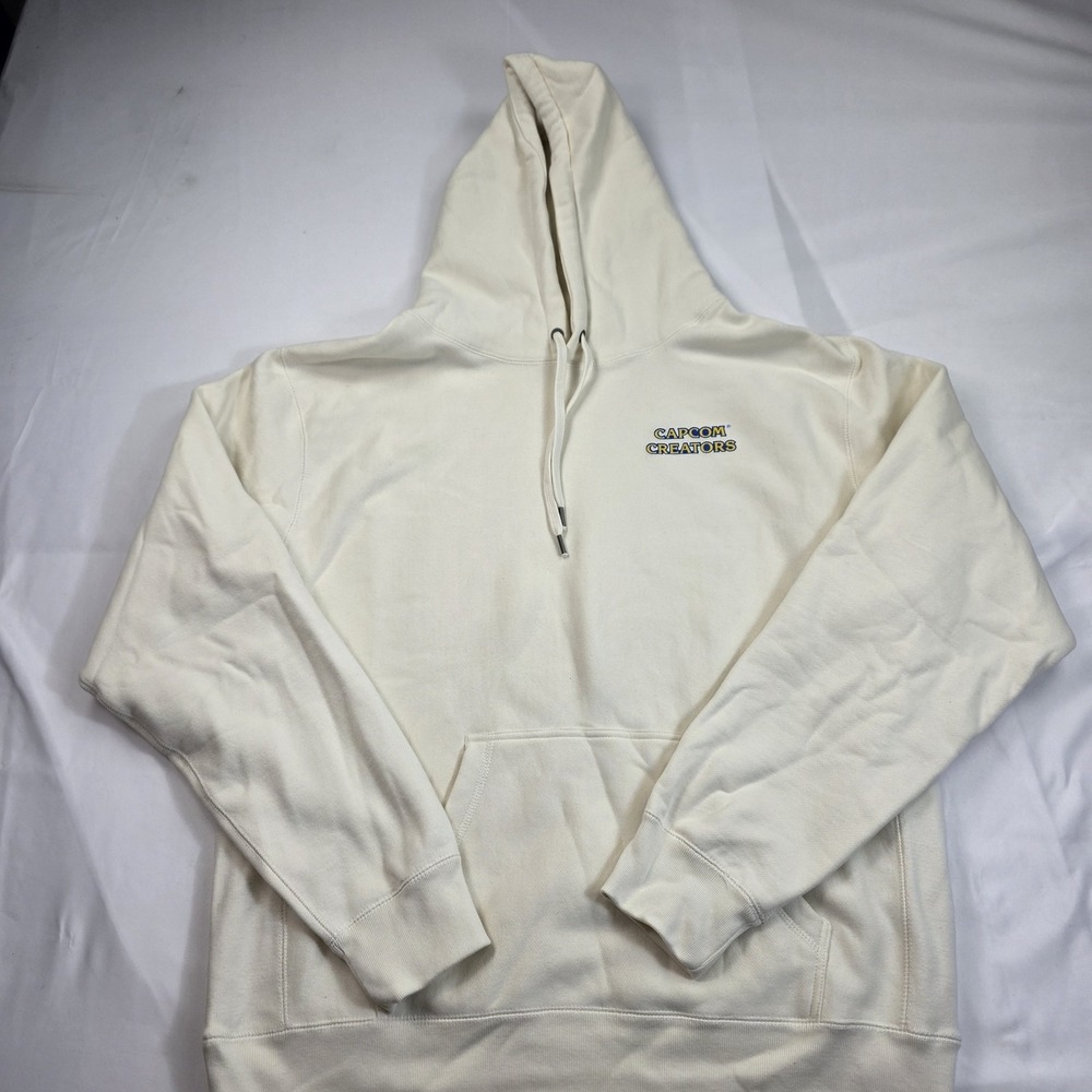 Capcom Creators Hoodie Mens XL White Fleece Pullover Logo Graphic Sweatshirt